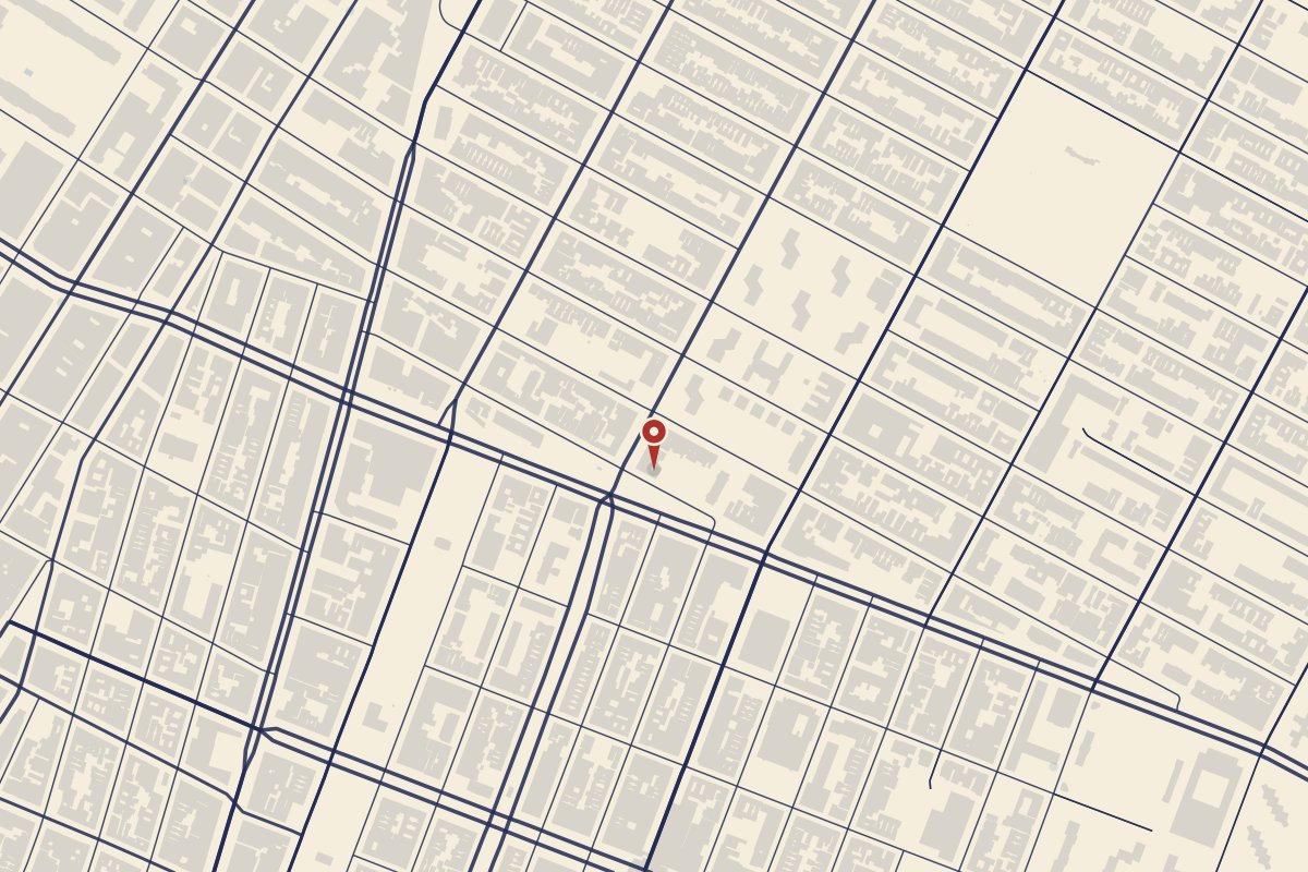 Map of the streets around Bungalow, East Village